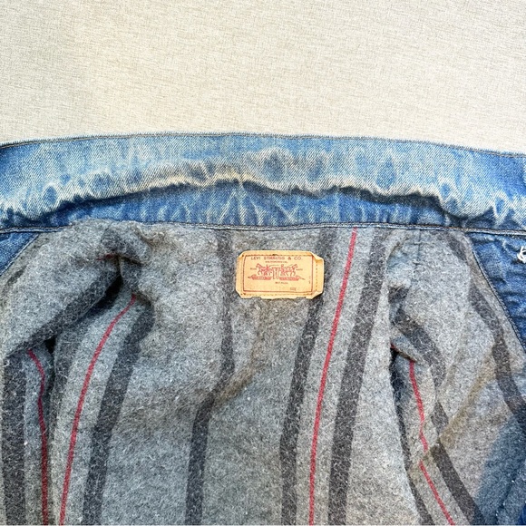 Vintage Levi’s Blanket Lined Denim Troy Trucker Jacket USA Made 71506 Size 42L - Picture 4 of 11